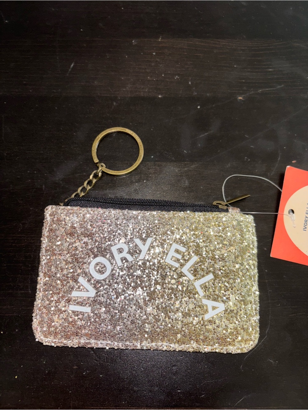Ivory Ella Textured Glitter Keychain & Pouch - Gold